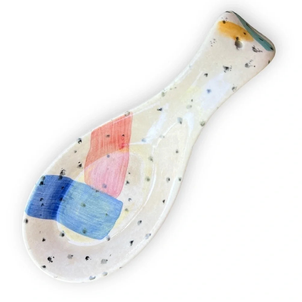 Ceramic Spoon Rest with Multicolor Design - Picture 4 of 4